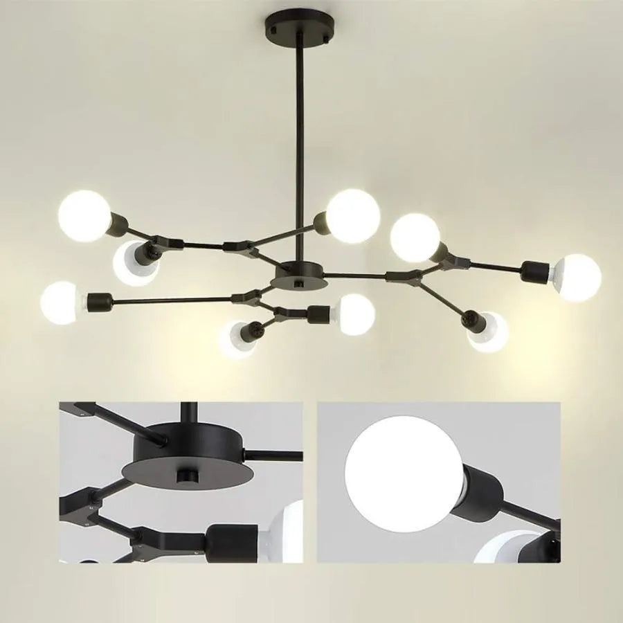 Lustra Architek Nona, 9x E27, Negru, Metal, imaginea 3