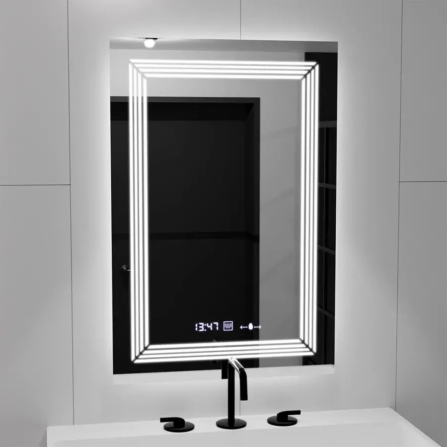 Oglinda LED Rectangulara 60x80cm Venezia, Senzor MotionGlow, Dezaburire, Ceas & Termometru, Dimabila, Lumina Calda/Neutra/Rece 3000K/4000K/6000K, imaginea 8