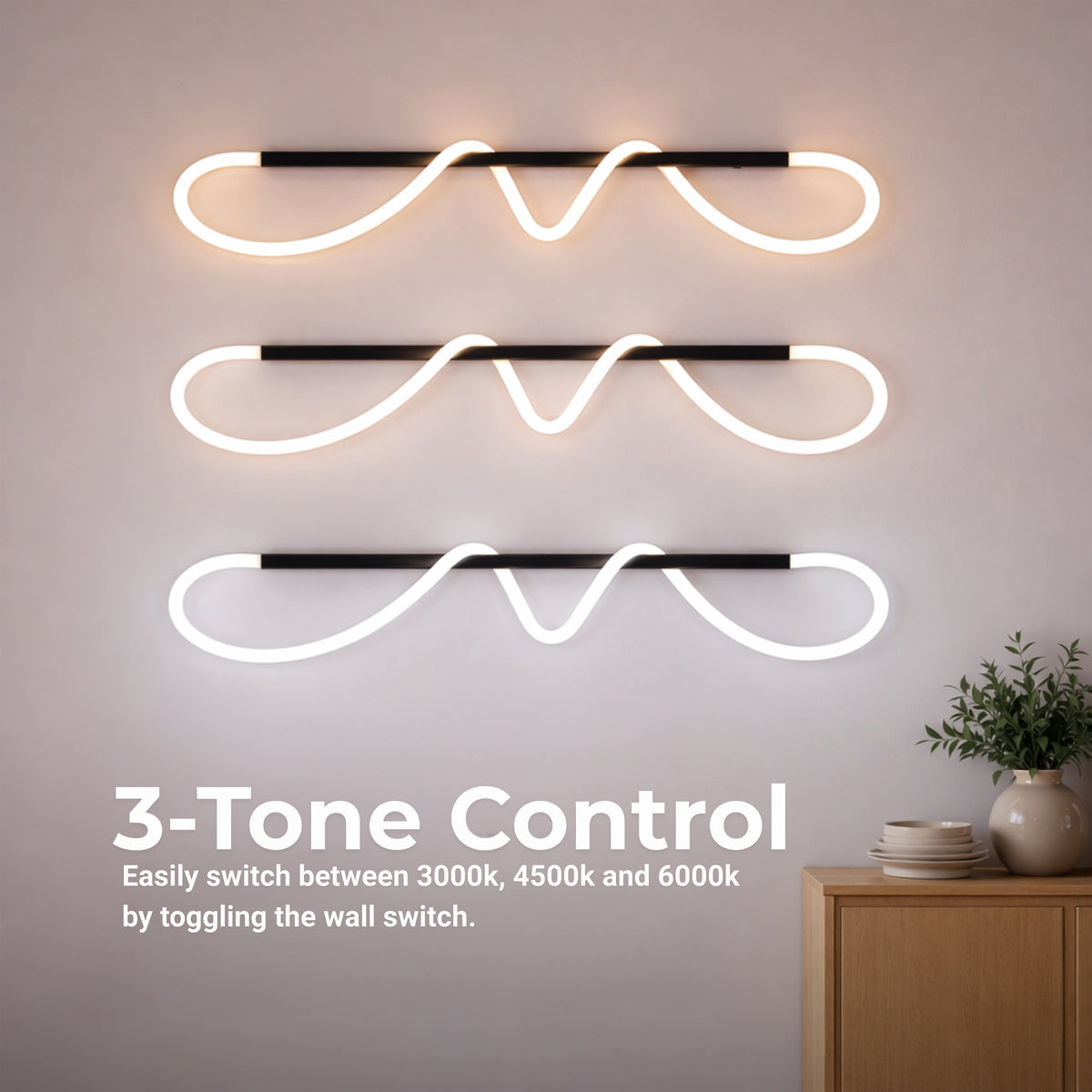 Lustra LED DIVINO cu Tub Silicon Flexibil - 24W, Lumina Reglabila, Negru Mat
