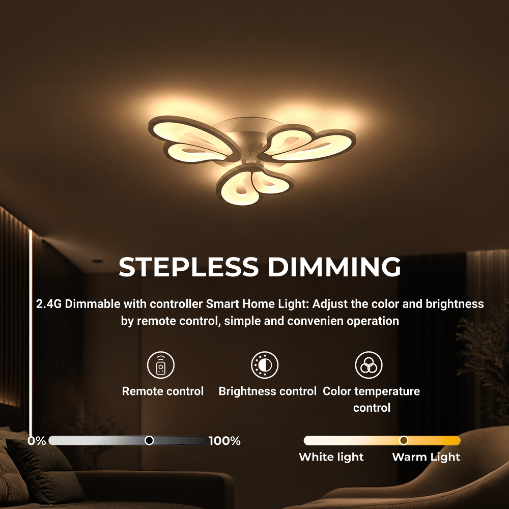 Lustra LED cu telecomanda BLOSSOM 40W, 3 Petale, lumina Rece/Calda/Neutra, Dimabila, Alb, imaginea 3