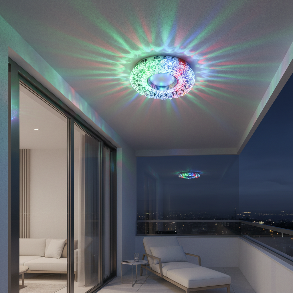 Spot LED ORBITA, 5W, Rotund, Lumina Rece + RGB, Alb, Rasina si Sticla SL685WH