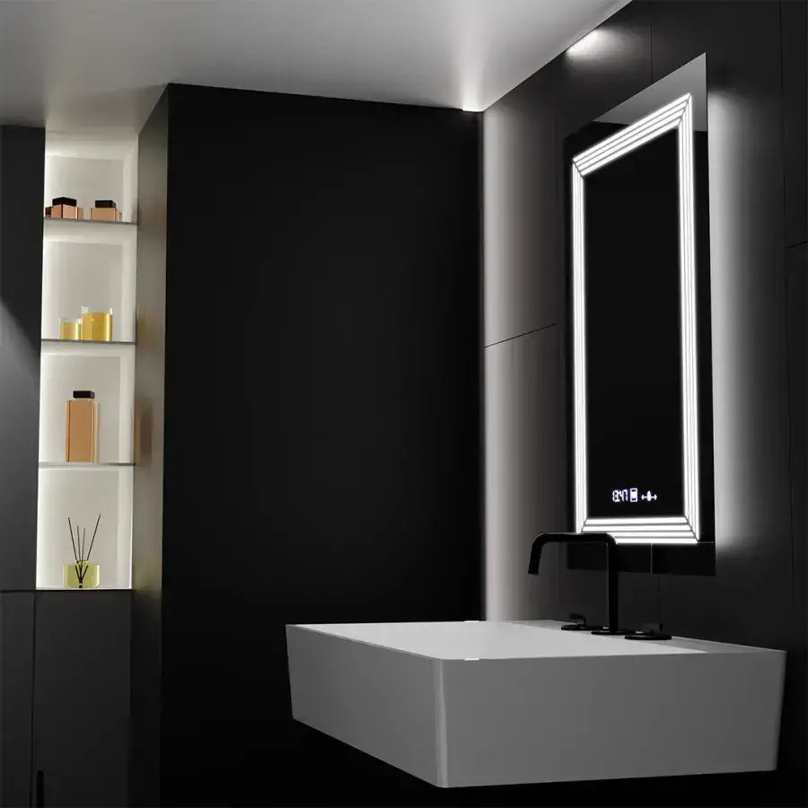 Oglinda LED Rectangulara 60x80cm Venezia, Senzor MotionGlow, Dezaburire, Ceas & Termometru, Dimabila, Lumina Calda/Neutra/Rece 3000K/4000K/6000K, imaginea 4