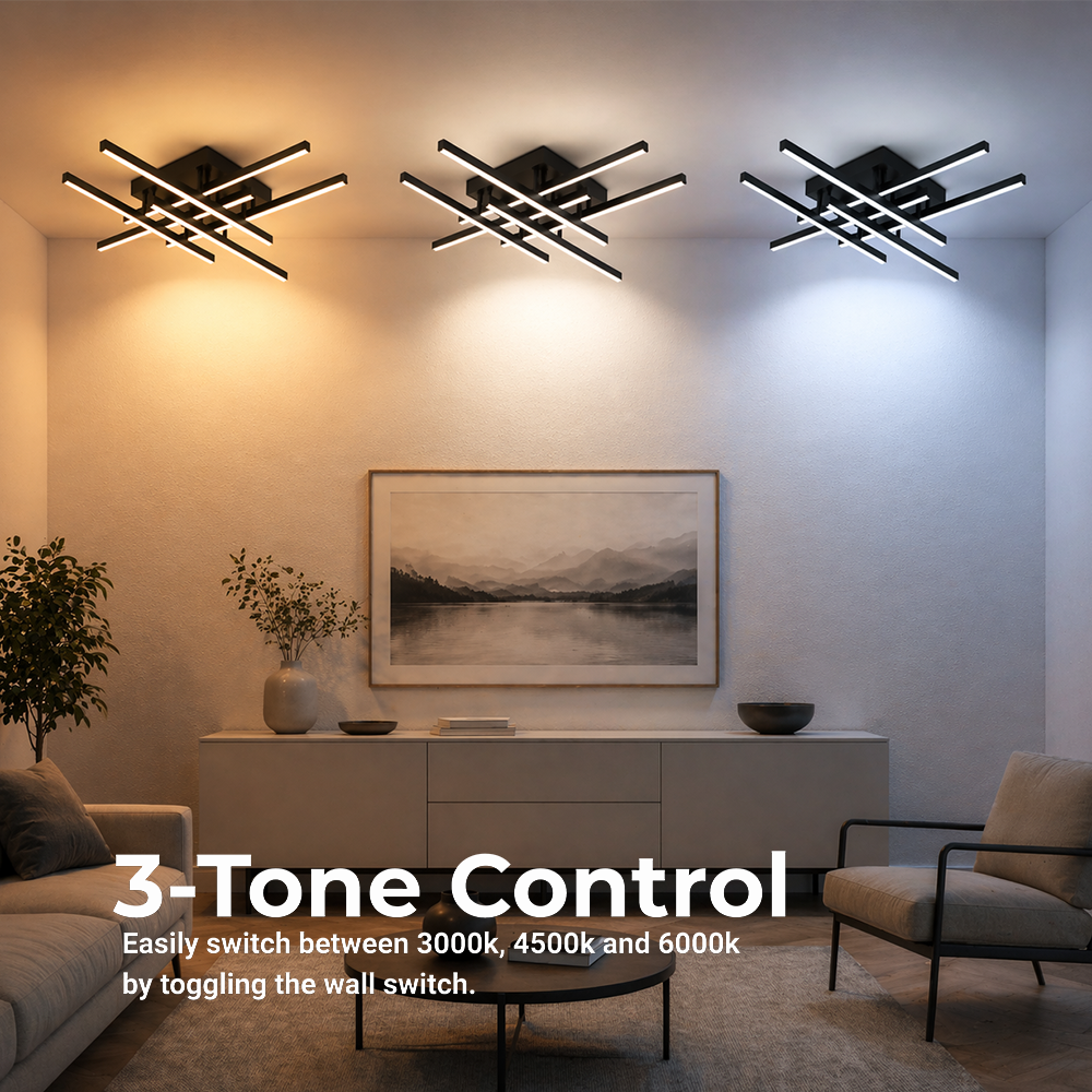 Lustra LED cu Telecomanda LINEX, 81W, 6 Elemente, Liniara, lumina Rece/Calda/Neutra, Dimabila, Negru, imaginea 9
