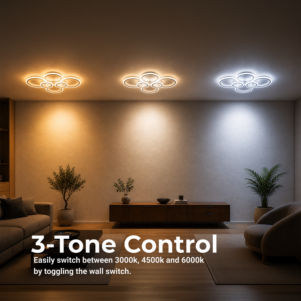 Lustra LED cu telecomanda BETTY 82W, 6 Cercuri, lumina Rece/Calda/Neutra, Dimabila, Alb, imaginea 5