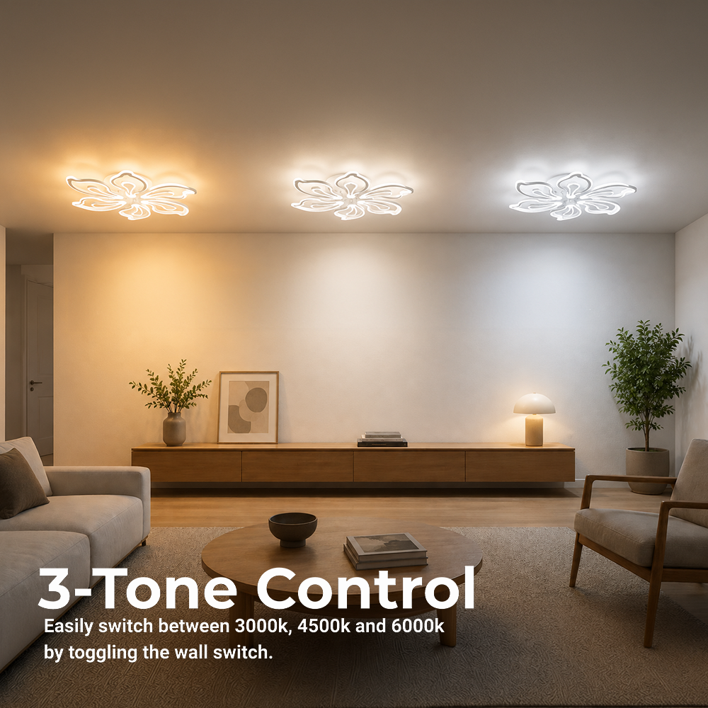Lustra LED cu telecomanda GLORIOSA 95W, 5 Petale, lumina Rece/Calda/Neutra, Dimabila, Alb, imaginea 5