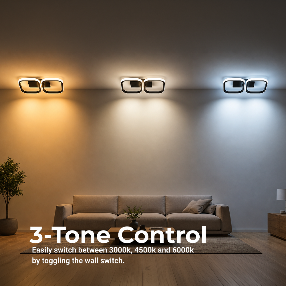 Lustra LED VERTEX 21W, 2 Patrate, Liniara, lumina Rece/Calda/Neutra, Neagra, imaginea 3