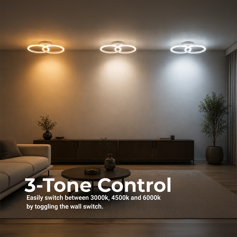 Lustra LED cu telecomanda BETTY 27W, 2 Cercuri, lumina Rece/Calda/Neutra, Dimabila, Alb, imaginea 5