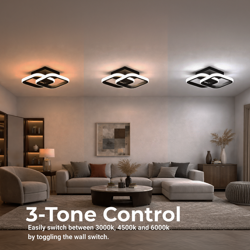 Lustra LED VERTEX Matrix Romburi Suprapuse, Rame Metalice, 48W, 2 Romburi, Lumina Rece/Calda/Neutra 3000K/4000K/6000K, Negru, Metal si Silicon, imaginea 2