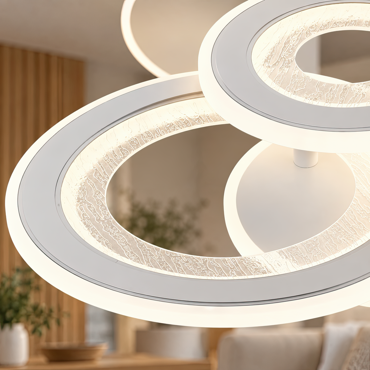 Lustra LED 53W, 3 Cercuri, lumina Rece/Calda/Neutra, Alb, imaginea 2