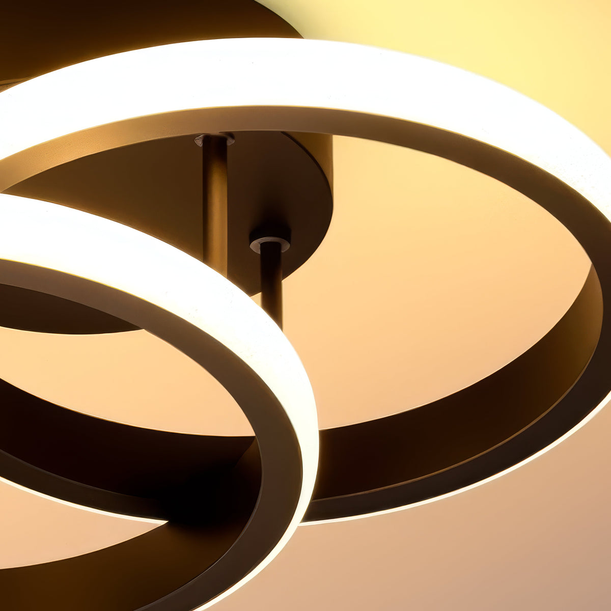 Lustra LED VERTEX CIRCULA 21W, 2 Cercuri, Rame Metalice, lLumina Rece/Calda/Neutra 3000K/4000K/6000K, Negru, Metal, imaginea 2