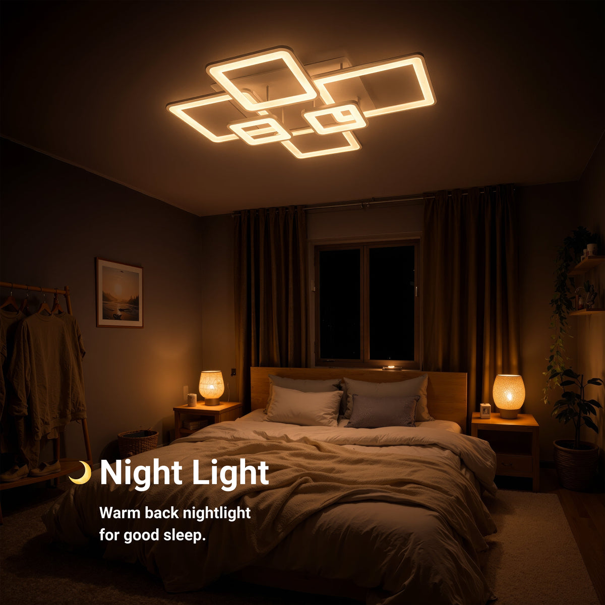Lustra LED cu telecomanda ELLA 119W, 6 Patrate, lumina Rece/Calda/Neutra, Dimabila, Alb, Metal si Acril, imaginea 5