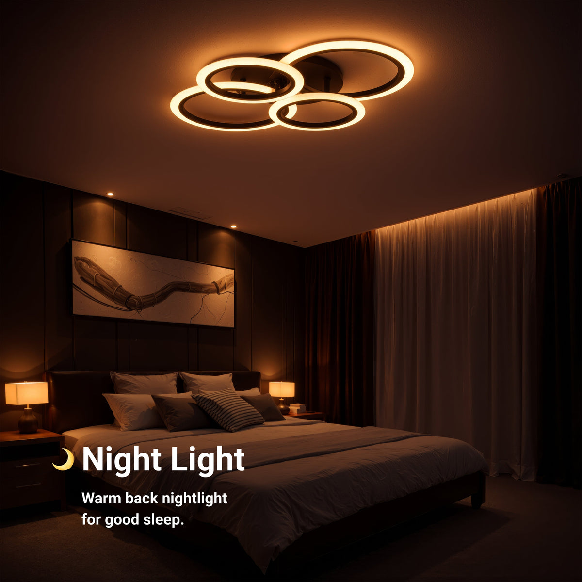 Lustra LED cu telecomanda BETTY 43W, 4 Cercuri, lumina Rece/Calda/Neutra, Dimabila, Negru, imaginea 6