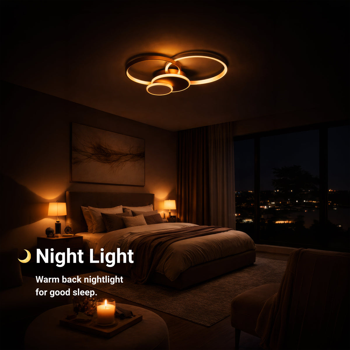 Lustra LED cu telecomanda KILLIAN 80W, 4 Cercuri, lumina Rece/Calda/Neutra, Dimabila, Auriu, imaginea 6