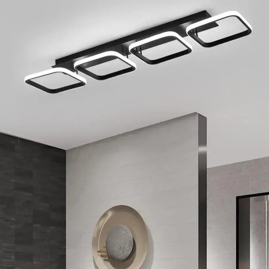 Lustra LED VERTEX 45W, 4 Patrate, Liniara, lumina Rece/Calda/Neutra, Neagra, imaginea 5