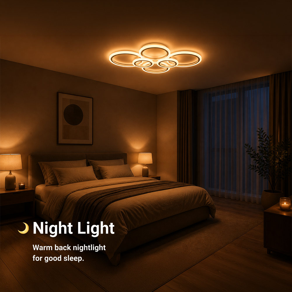 Lustra LED cu telecomanda BETTY 82W, 6 Cercuri, lumina Rece/Calda/Neutra, Dimabila, Alb, imaginea 6