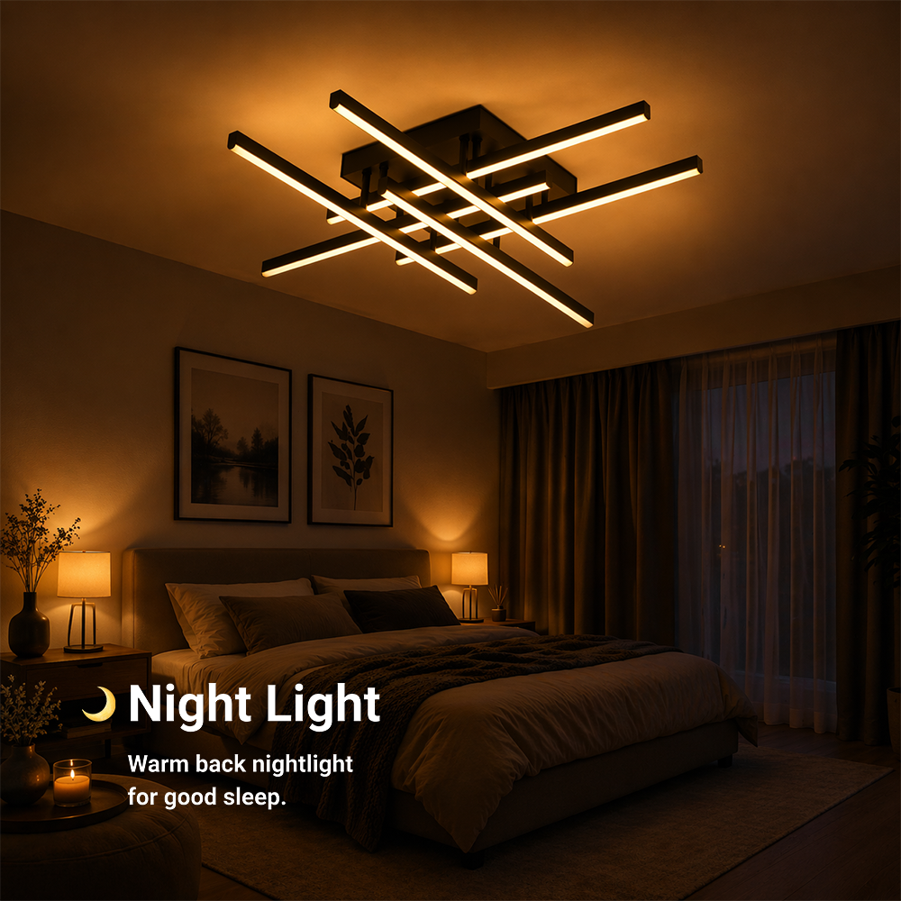 Lustra LED cu Telecomanda LINEX, 81W, 6 Elemente, Liniara, lumina Rece/Calda/Neutra, Dimabila, Negru, imaginea 4