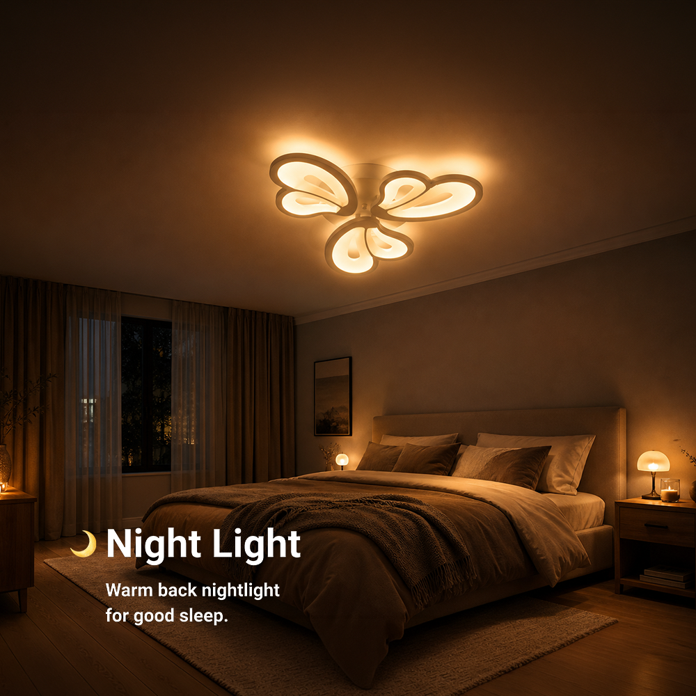 Lustra LED cu telecomanda BLOSSOM 40W, 3 Petale, lumina Rece/Calda/Neutra, Dimabila, Alb, imaginea 4