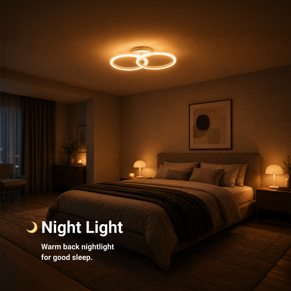 Lustra LED cu telecomanda BETTY 27W, 2 Cercuri, lumina Rece/Calda/Neutra, Dimabila, Alb, imaginea 6