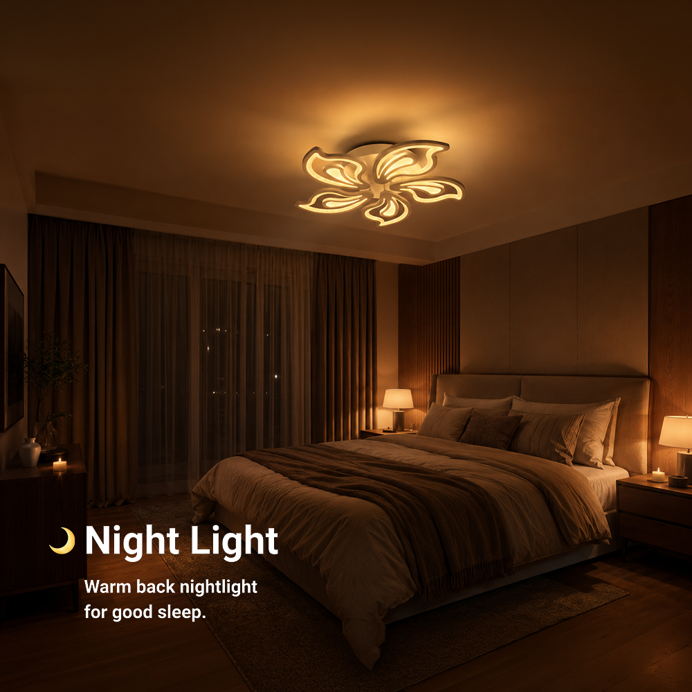 Lustra LED cu telecomanda GLORIOSA 95W, 5 Petale, lumina Rece/Calda/Neutra, Dimabila, Alb, imaginea 6