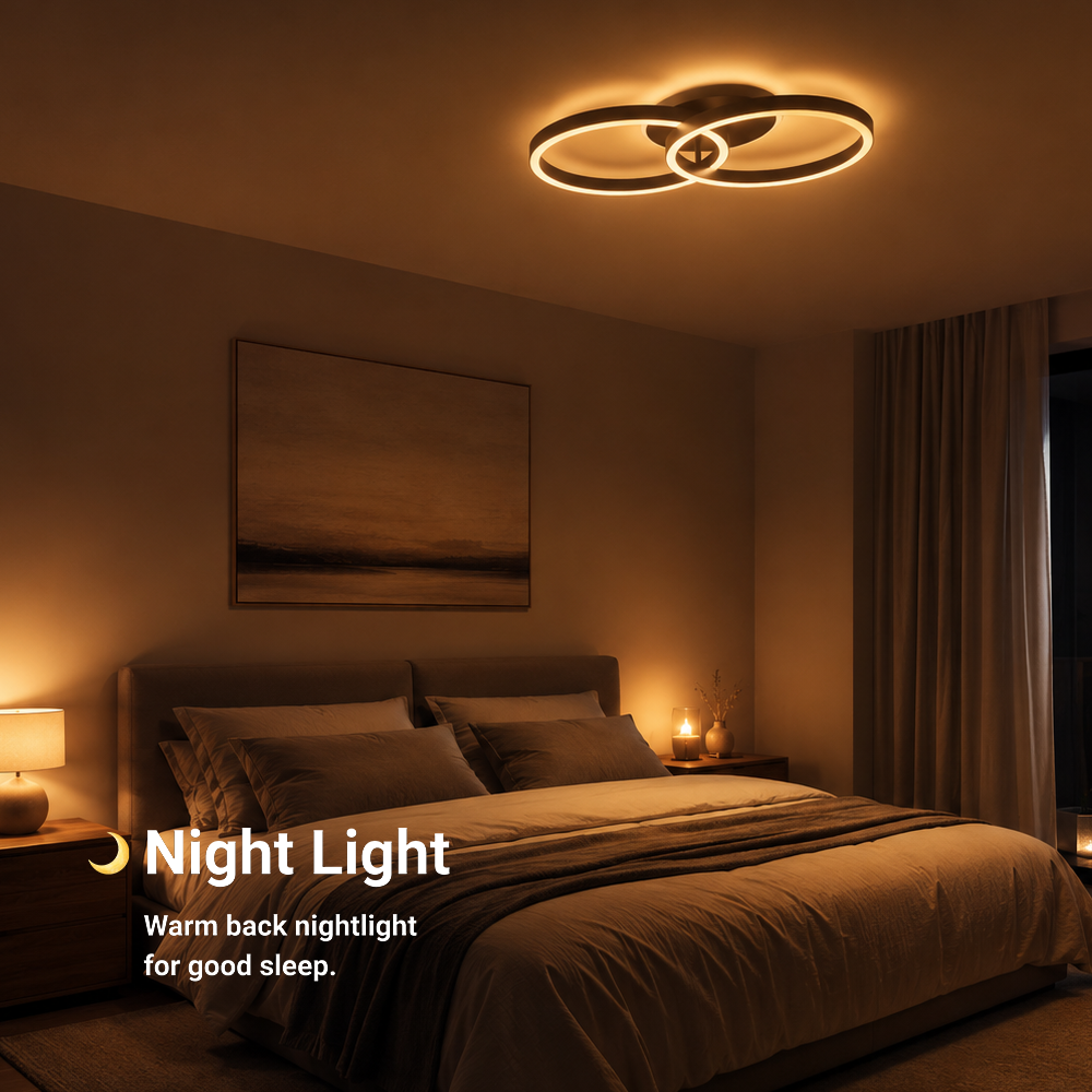 Lustra LED cu telecomanda RIGA LILITH 34W, 2 Cercuri, lumina Rece/Calda/Neutra, Dimabila, Negru, imaginea 5