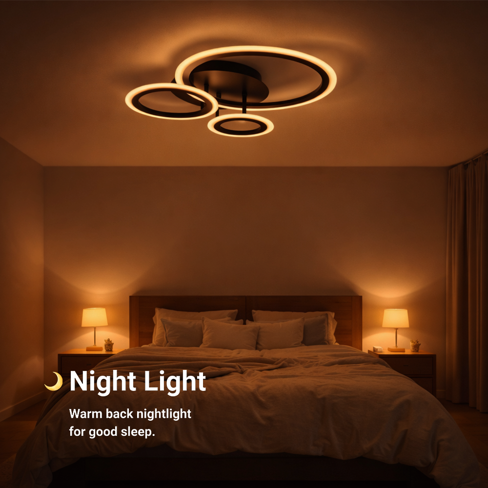 Lustra LED cu telecomanda BETTY 40W, 3 Cercuri, lumina Rece/Calda/Neutra, Dimabila, Negru, imaginea 7