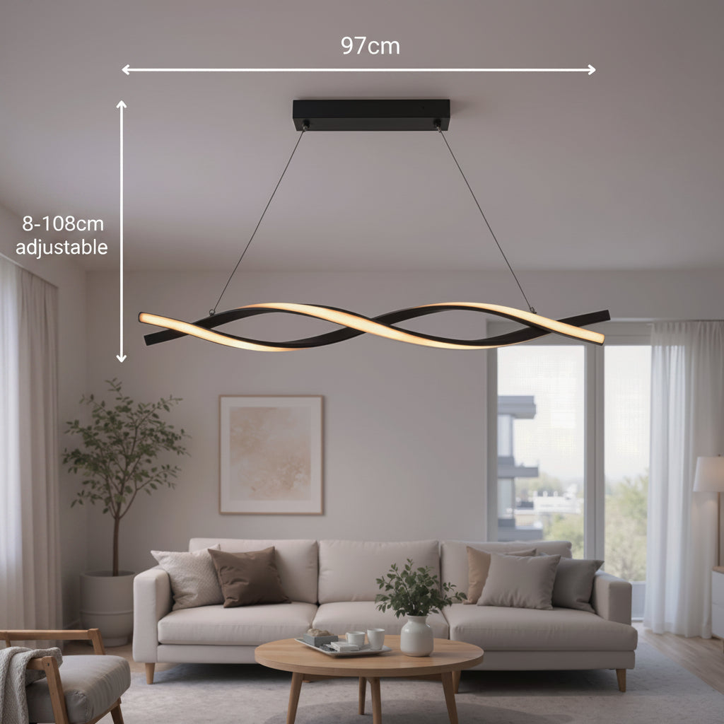 Lustra LED Suspendata cu Telecomanda, FLUX, 27W, 97cm, Lumina Rece/Calda/Neutra 3000K/4000K/6000K, Dimabila, Negru, Inaltime Reglabila, imaginea 8