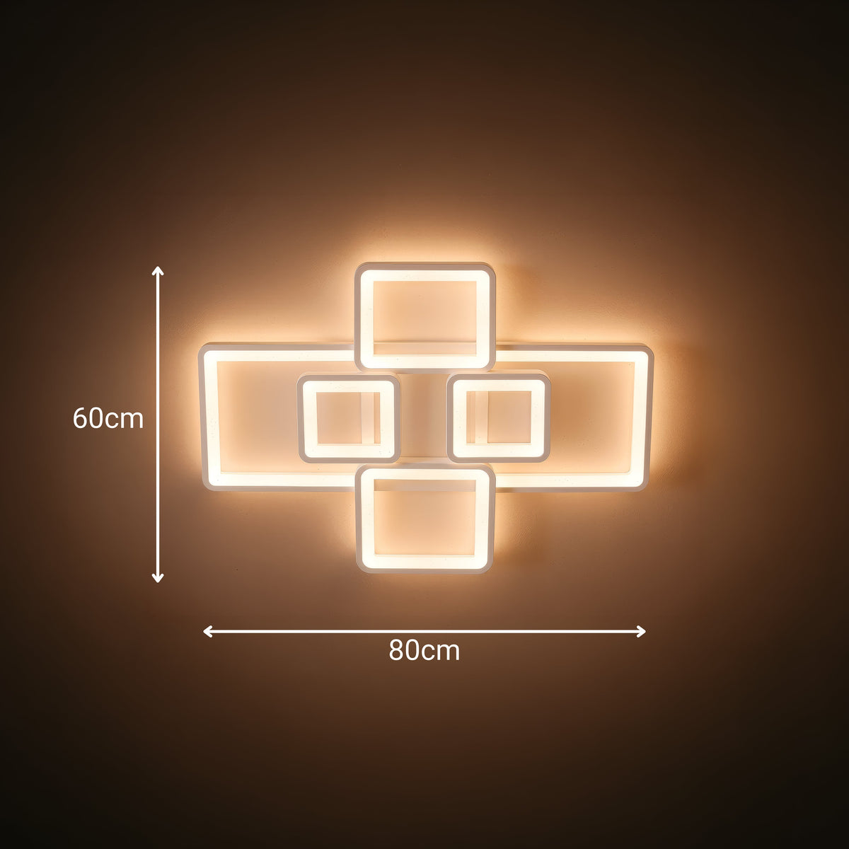Lustra LED cu telecomanda ELLA 119W, 6 Patrate, lumina Rece/Calda/Neutra, Dimabila, Alb, Metal si Acril, imaginea 14