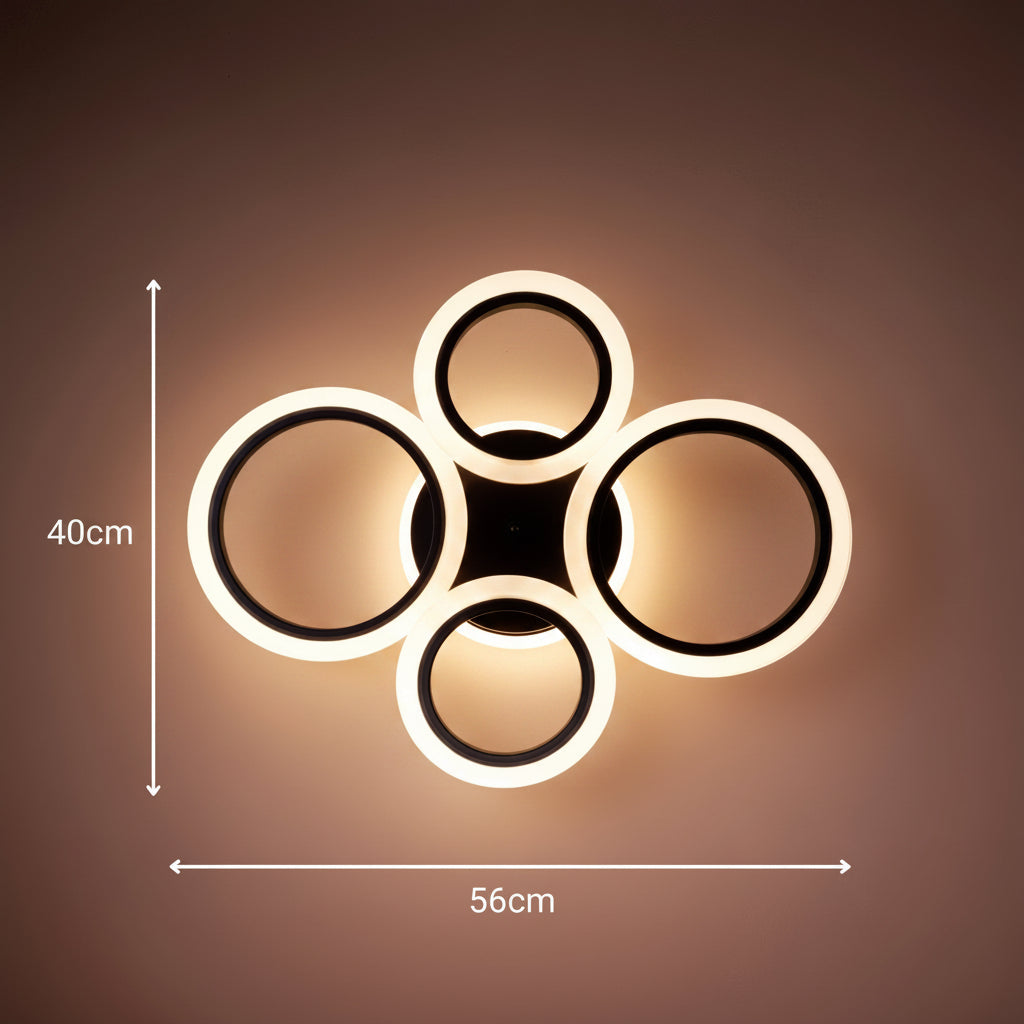 Lustra LED cu telecomanda BETTY 43W, 4 Cercuri, lumina Rece/Calda/Neutra, Dimabila, Negru, imaginea 8