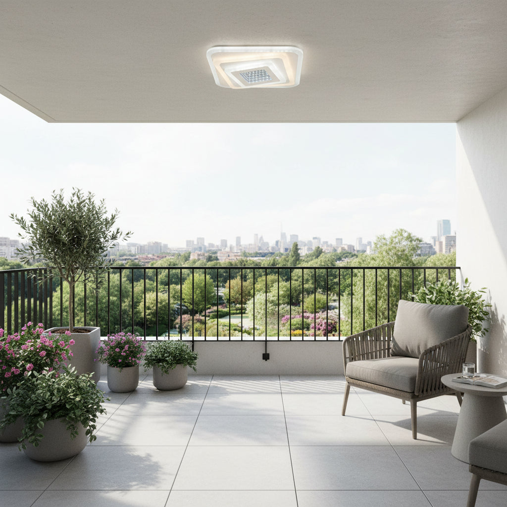 Lustra LED NEXA 3D 46W, Patrata, lumina Rece/Calda/Neutra , Alb, imaginea 7