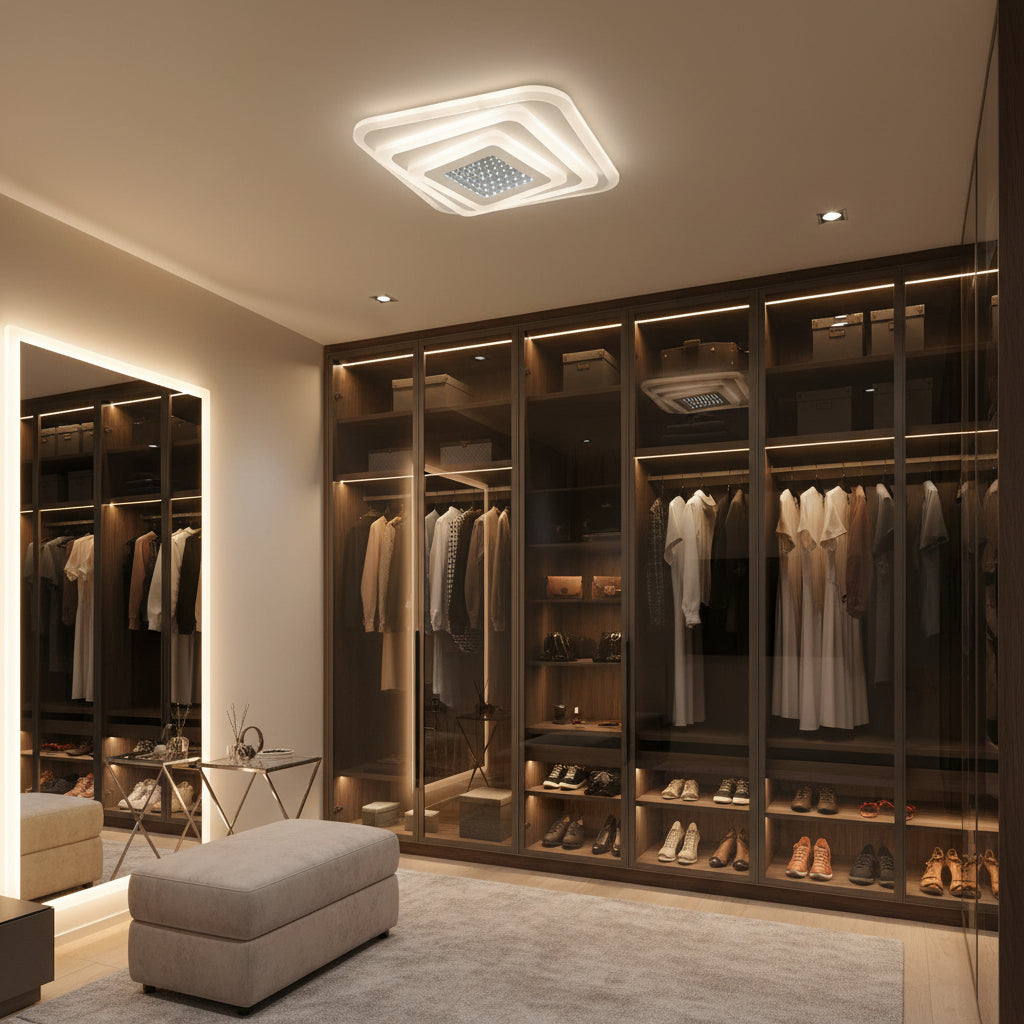 Lustra LED NEXA 3D 46W, Patrata, lumina Rece/Calda/Neutra , Alb, imaginea 5