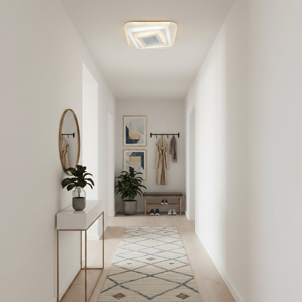 Lustra LED NEXA 3D 46W, Patrata, lumina Rece/Calda/Neutra , Alb, imaginea 4