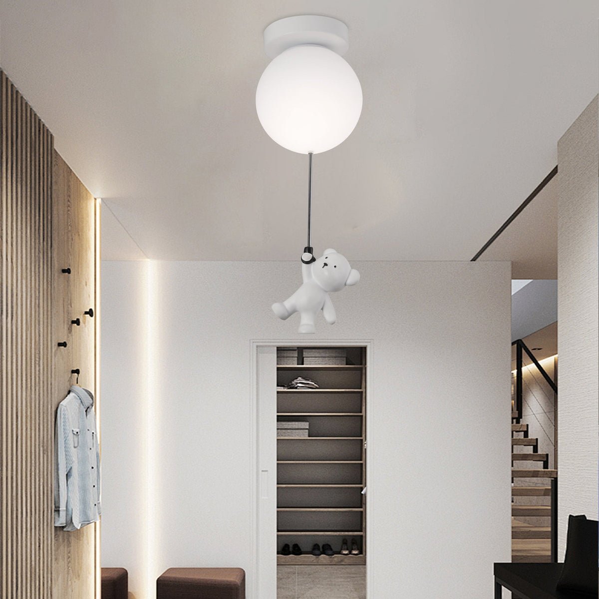 Lustra LED URSULETI Glob 18cm, Inaltime 50cm, 1xE27, Suspendata