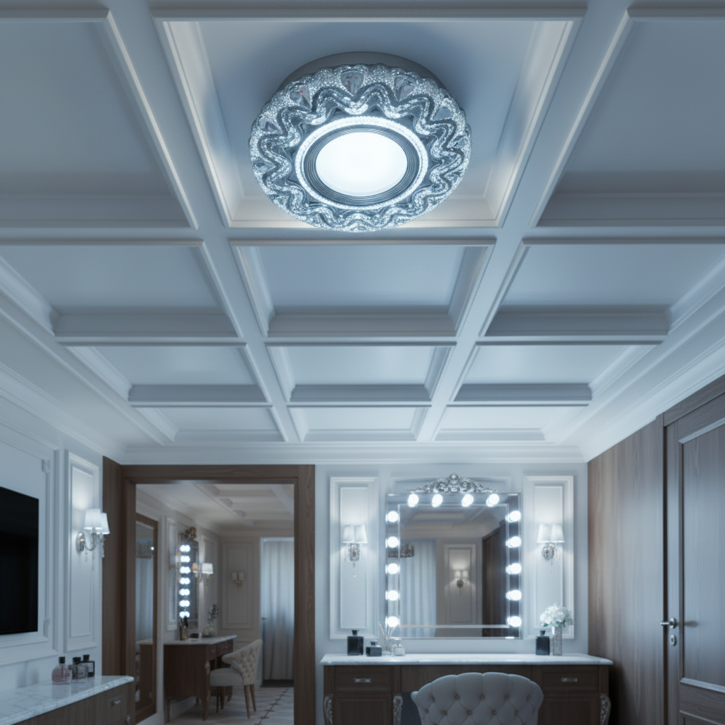 Spot LED ORBITA, 5W, Rotund, Lumina Rece + RGB, Alb, Rasina si Sticla SL686WH