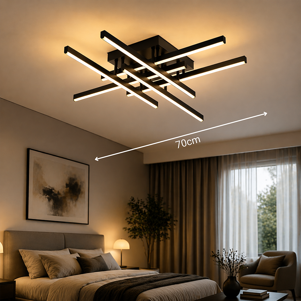 Lustra LED cu Telecomanda LINEX, 81W, 6 Elemente, Liniara, lumina Rece/Calda/Neutra, Dimabila, Negru, imaginea 10