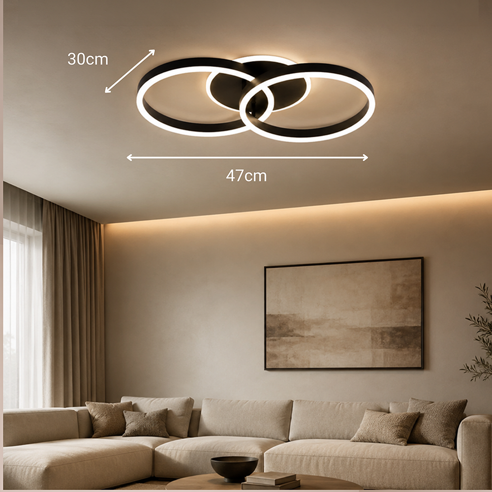 Lustra LED cu telecomanda RIGA LILITH 34W, 2 Cercuri, lumina Rece/Calda/Neutra, Dimabila, Negru, imaginea 6