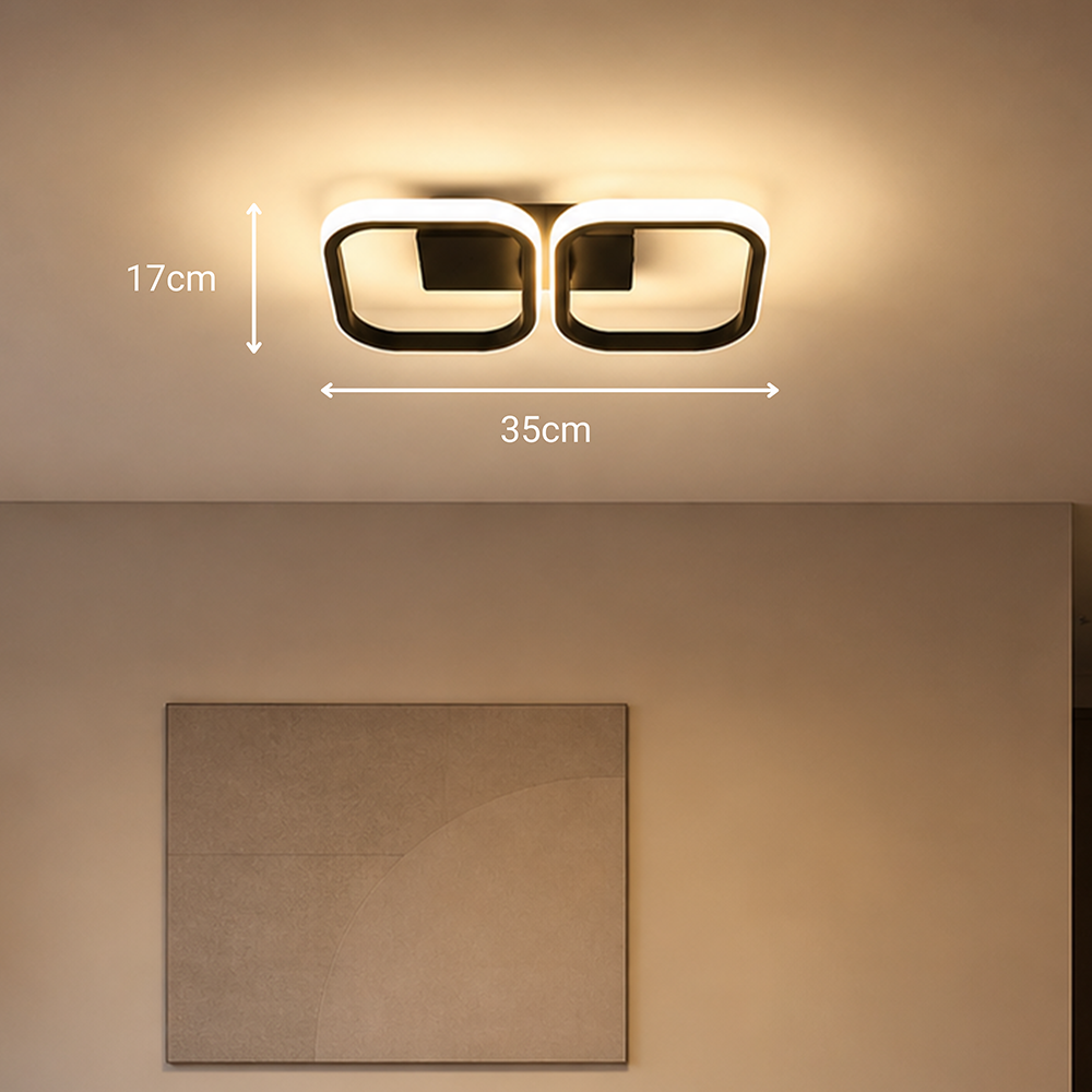 Lustra LED VERTEX 21W, 2 Patrate, Liniara, lumina Rece/Calda/Neutra, Neagra, imaginea 4