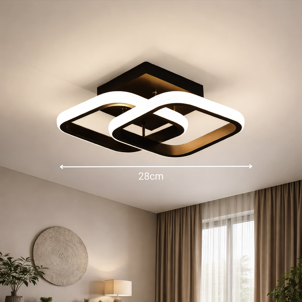 Lustra LED VERTEX Matrix Romburi Suprapuse, Rame Metalice, 48W, 2 Romburi, Lumina Rece/Calda/Neutra 3000K/4000K/6000K, Negru, Metal si Silicon, imaginea 9