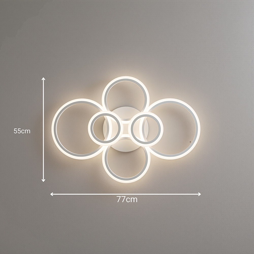Lustra LED cu telecomanda BETTY 82W, 6 Cercuri, lumina Rece/Calda/Neutra, Dimabila, Alb, imaginea 12