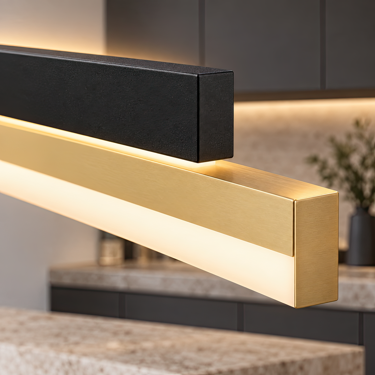 Aplica LED LINIUS 29W, 2 Elemente, Liniara, Lumina Calda/Neutra/Rece, Auriu Negru, imaginea 2