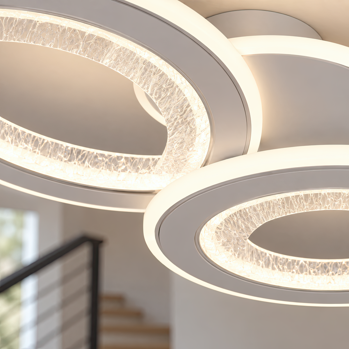 Lustra LED 53W, 3 Cercuri, lumina Rece/Calda/Neutra, Alb, imaginea 6