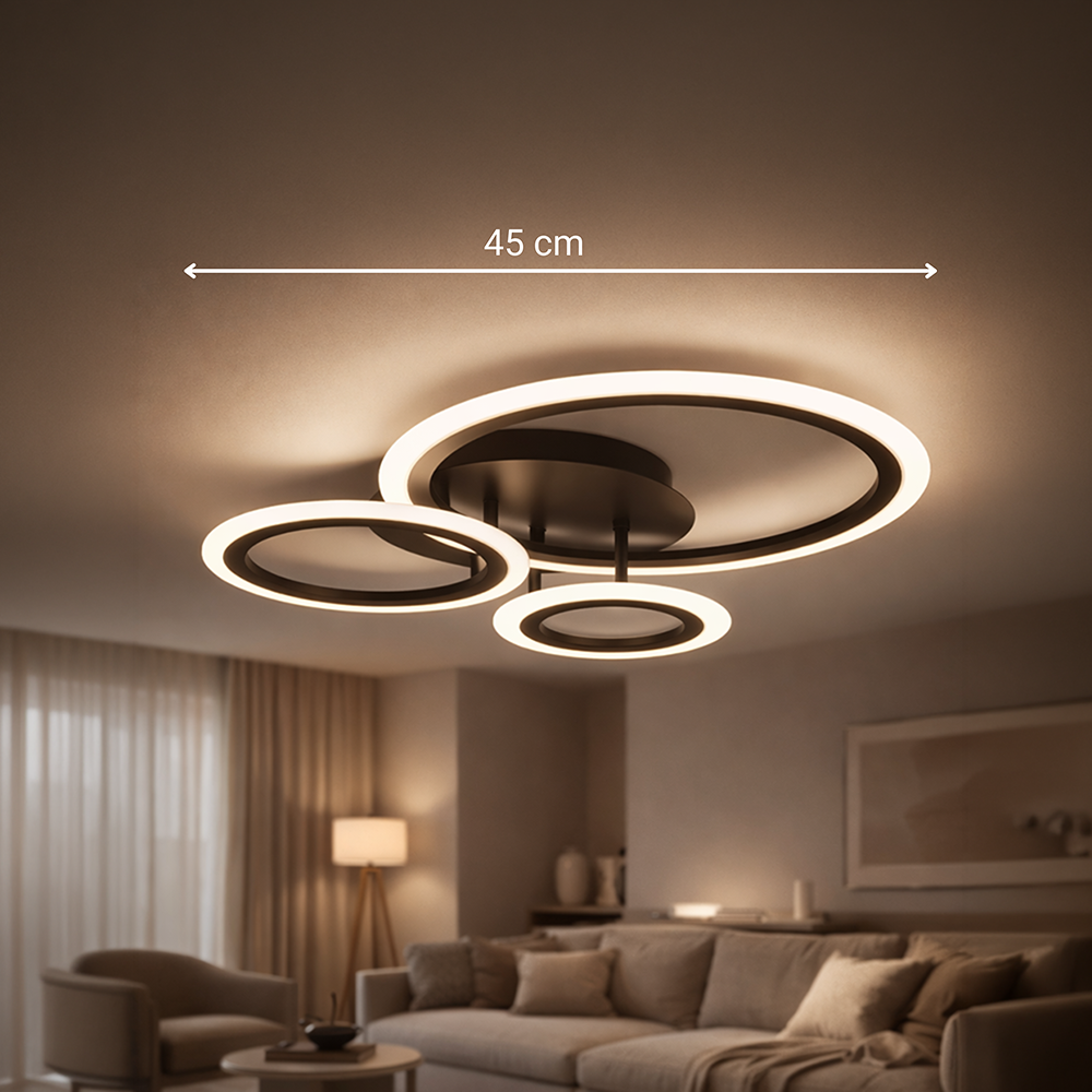 Lustra LED cu telecomanda BETTY 40W, 3 Cercuri, lumina Rece/Calda/Neutra, Dimabila, Negru, imaginea 8