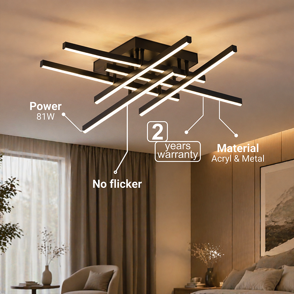 Lustra LED cu Telecomanda LINEX, 81W, 6 Elemente, Liniara, lumina Rece/Calda/Neutra, Dimabila, Negru, imaginea 11