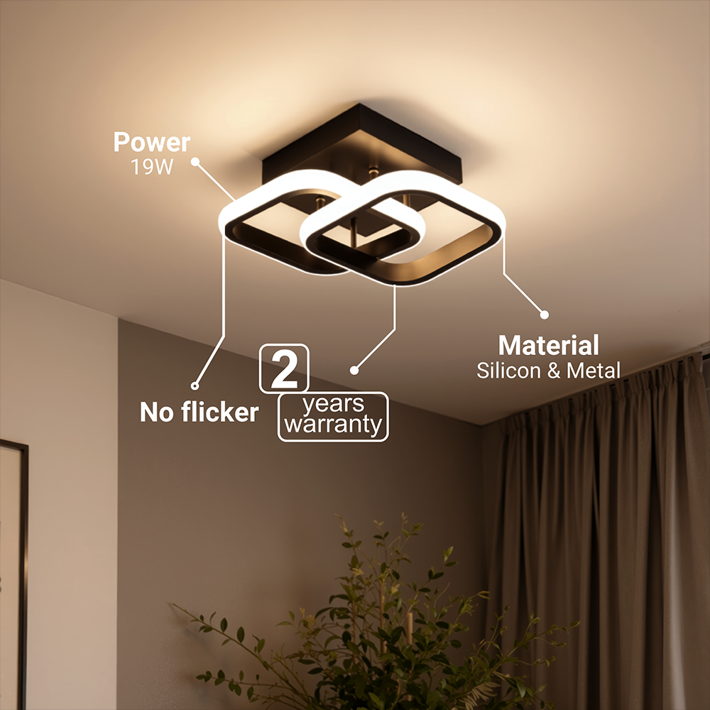 Lustra LED VERTEX Matrix Romburi Suprapuse, Rame Metalice, 48W, 2 Romburi, Lumina Rece/Calda/Neutra 3000K/4000K/6000K, Negru, Metal si Silicon, imaginea 3