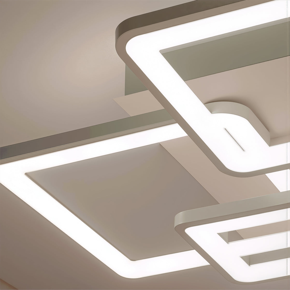 Lustra LED cu telecomanda ELLA 119W, 6 Patrate, lumina Rece/Calda/Neutra, Dimabila, Alb, Metal si Acril, imaginea 2