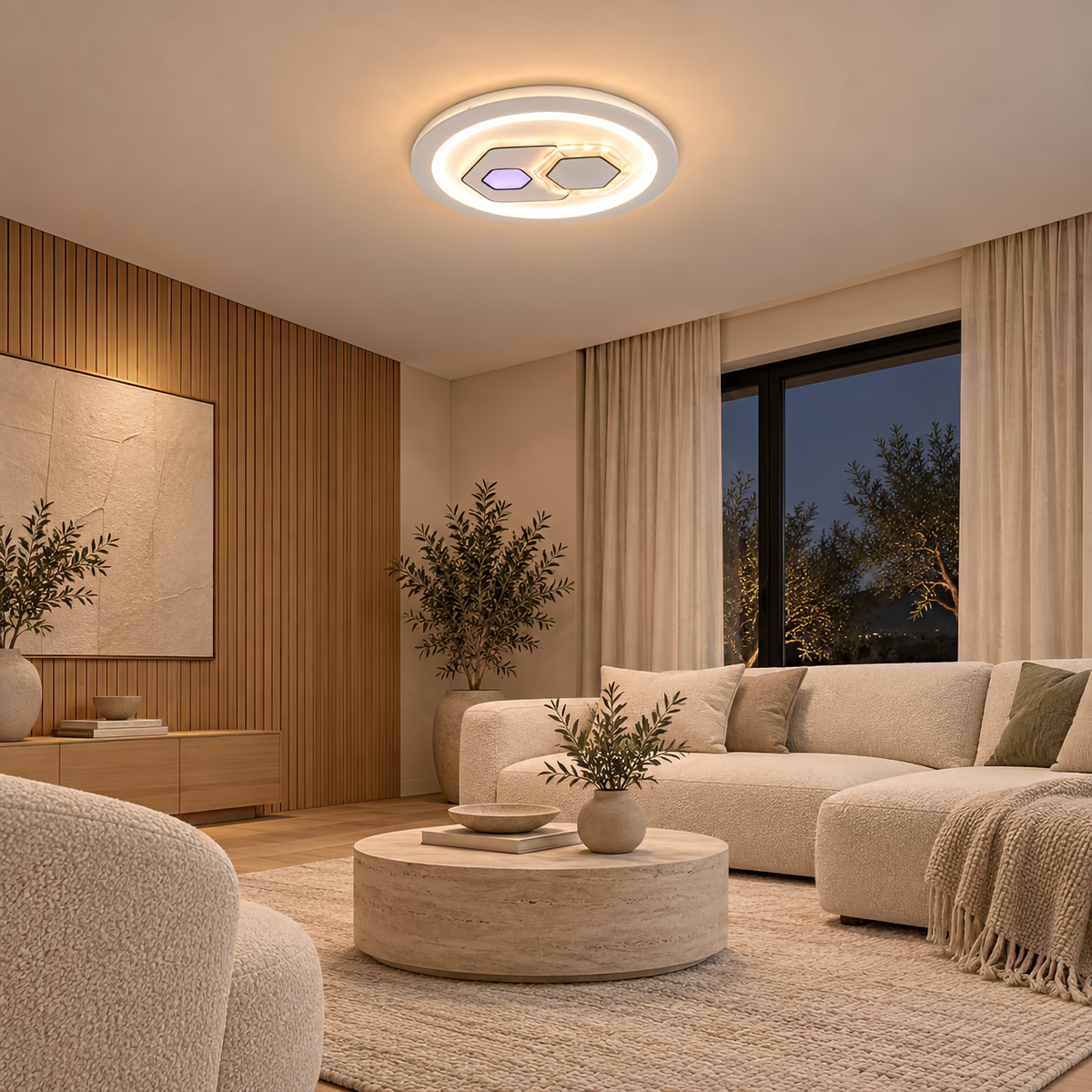 Lustra LED KATHLEEN RGB 16W, lumina Calda/Neutra, Alb, imaginea 6
