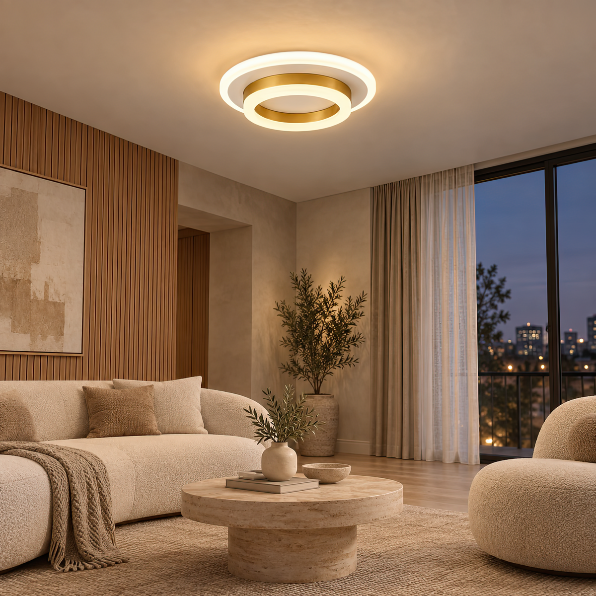 Lustra LED SOLENA ROTONDA 21W, Diametru 20cm, lumina Rece/Calda/Neutra, Alb Auriu, imaginea 7