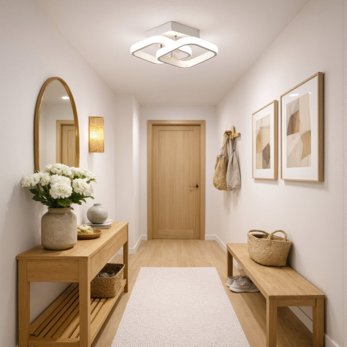 Lustra LED VERTEX Matrix, Romburi Suprapuse, Rame Metalice, 24W, 2 Romburi, Lumina Rece/Calda/Neutra 3000K/4000K/6000K, Alb, imaginea 5