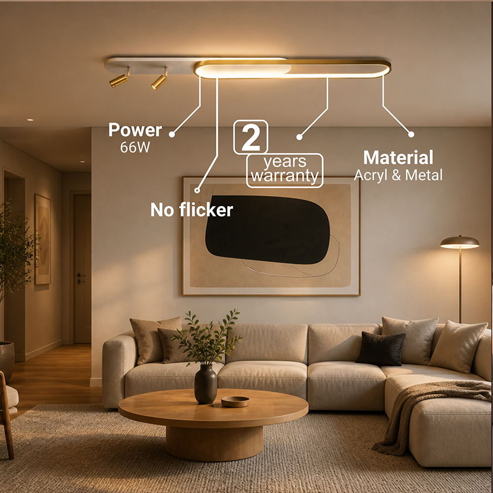 Lustra LED Reglabil FISSO Camilla, 66W, lumina Rece/Calda/Neutra, Auriu Lucios, imaginea 5