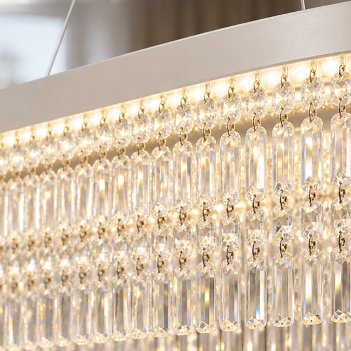 Candelabru Cristal VOLNA Grande Regalis, 128W, 80x25cm, Lumina Calda/Neutra/Rece, Alb, Metal si Cristal