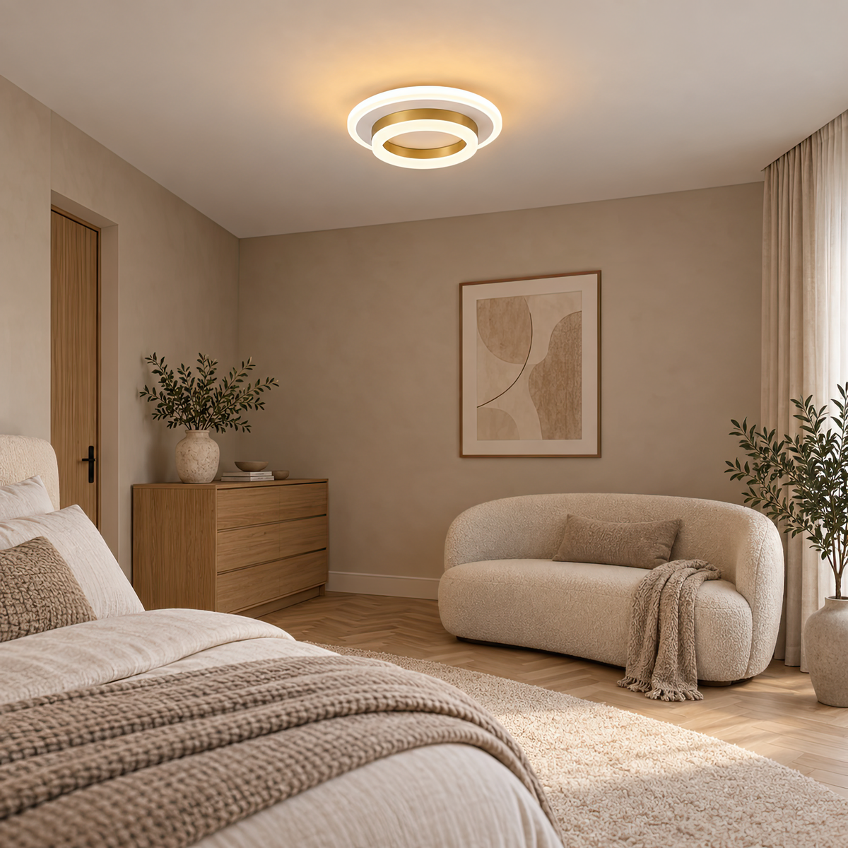 Lustra LED SOLENA ROTONDA 21W, Diametru 20cm, lumina Rece/Calda/Neutra, Alb Auriu, imaginea 8